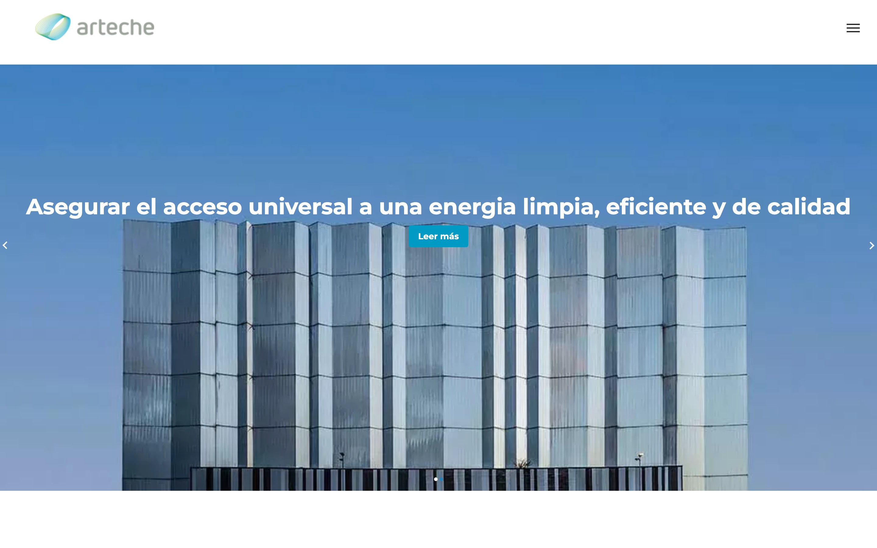 Arteche-Homepage auf Spanisch, erstellt mit DXPR Builder