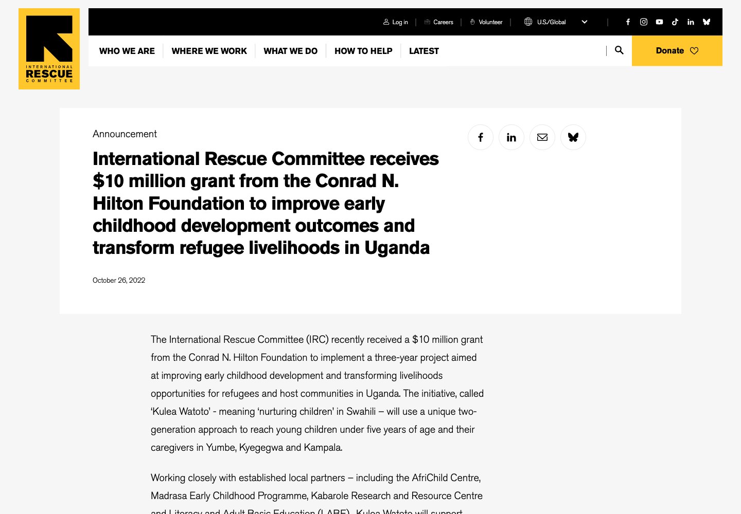 International Rescue Committee &mdash; Kulea Watoto: the program webpage
