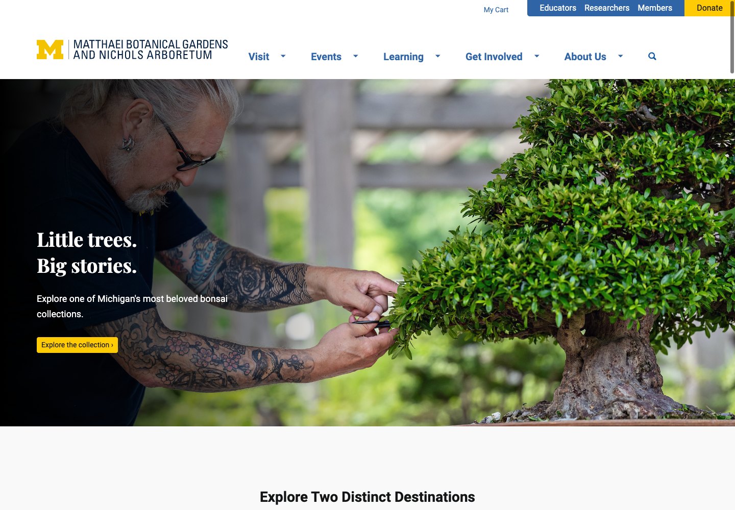 University of Michigan &mdash; Matthaei Botanical Gardens & Nichols Arboretum: gardens webpage