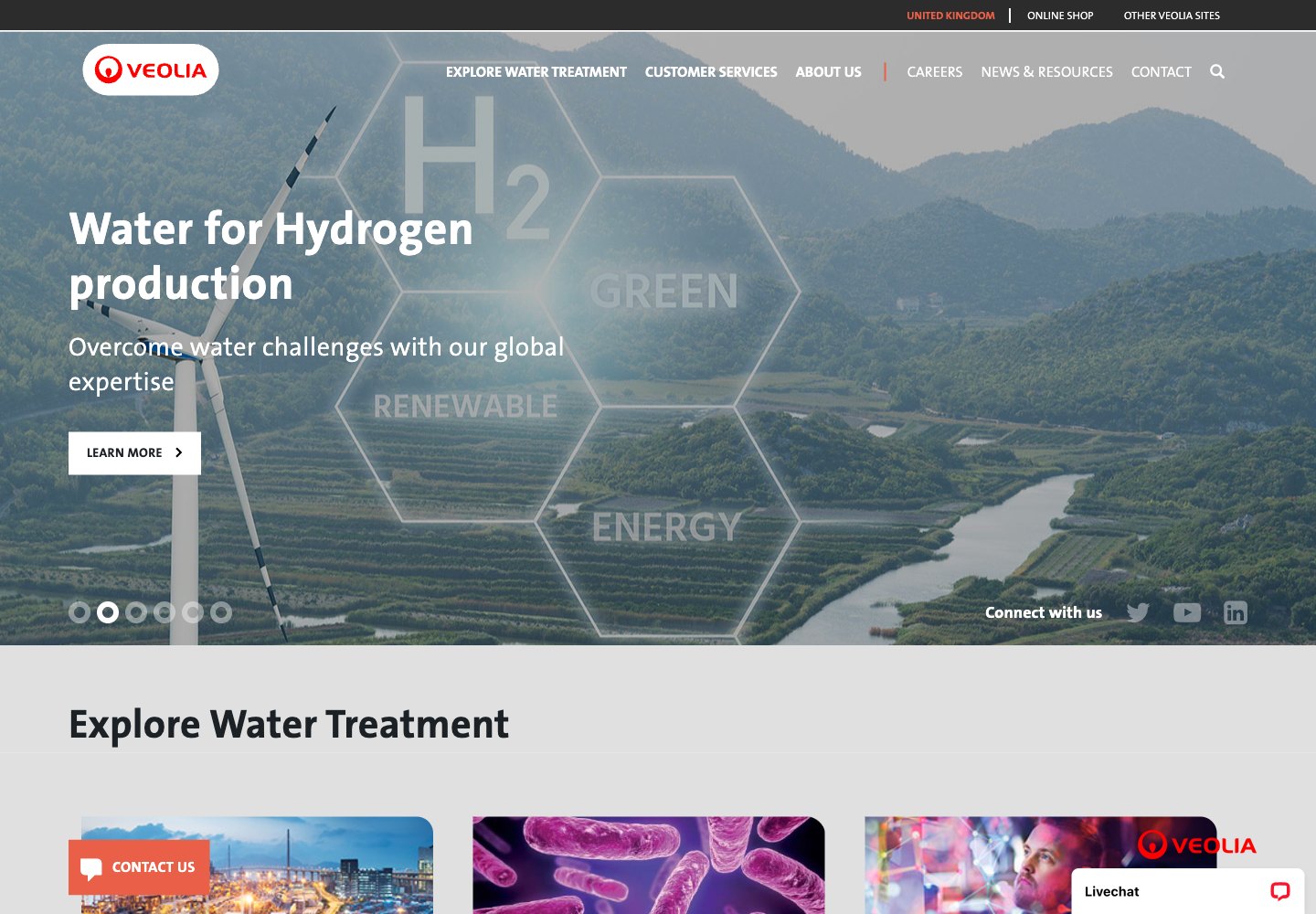 Veolia Water Technologies - UK: pagina web del sito UK