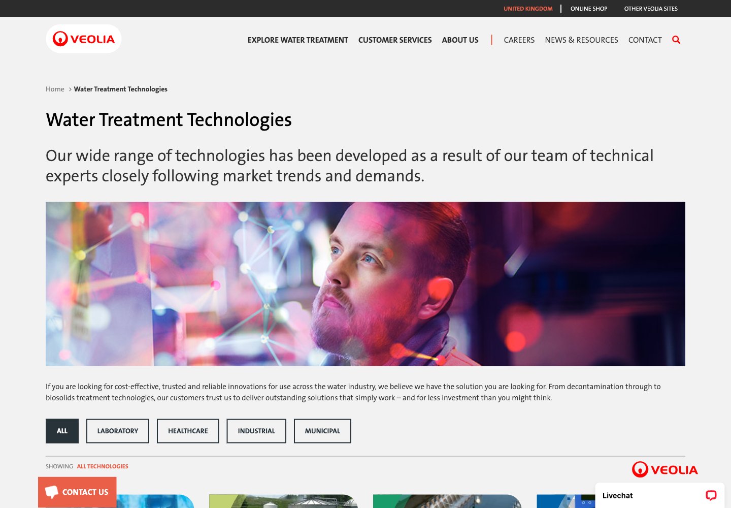 Veolia Water Technologies - UK: pagina web delle tecnologie