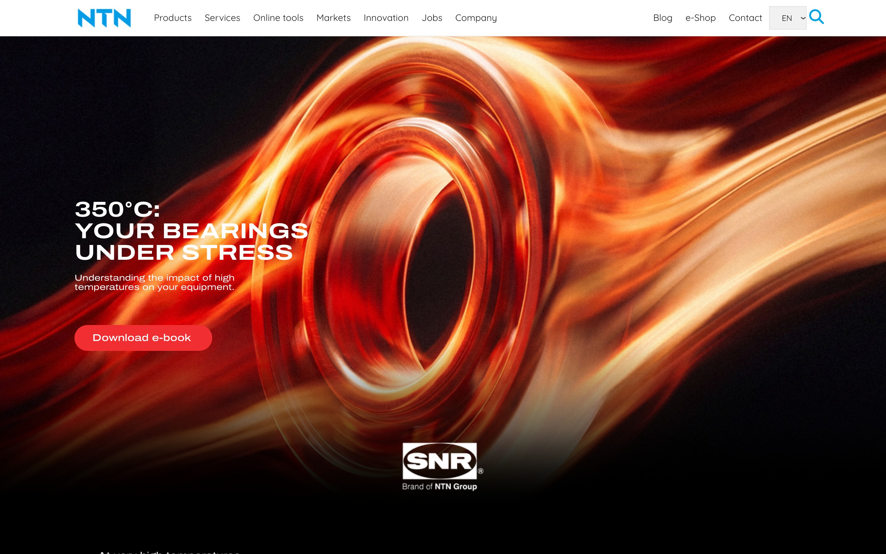 Landing page della campagna Topline di NTN-SNR, costruita con DXPR Builder
