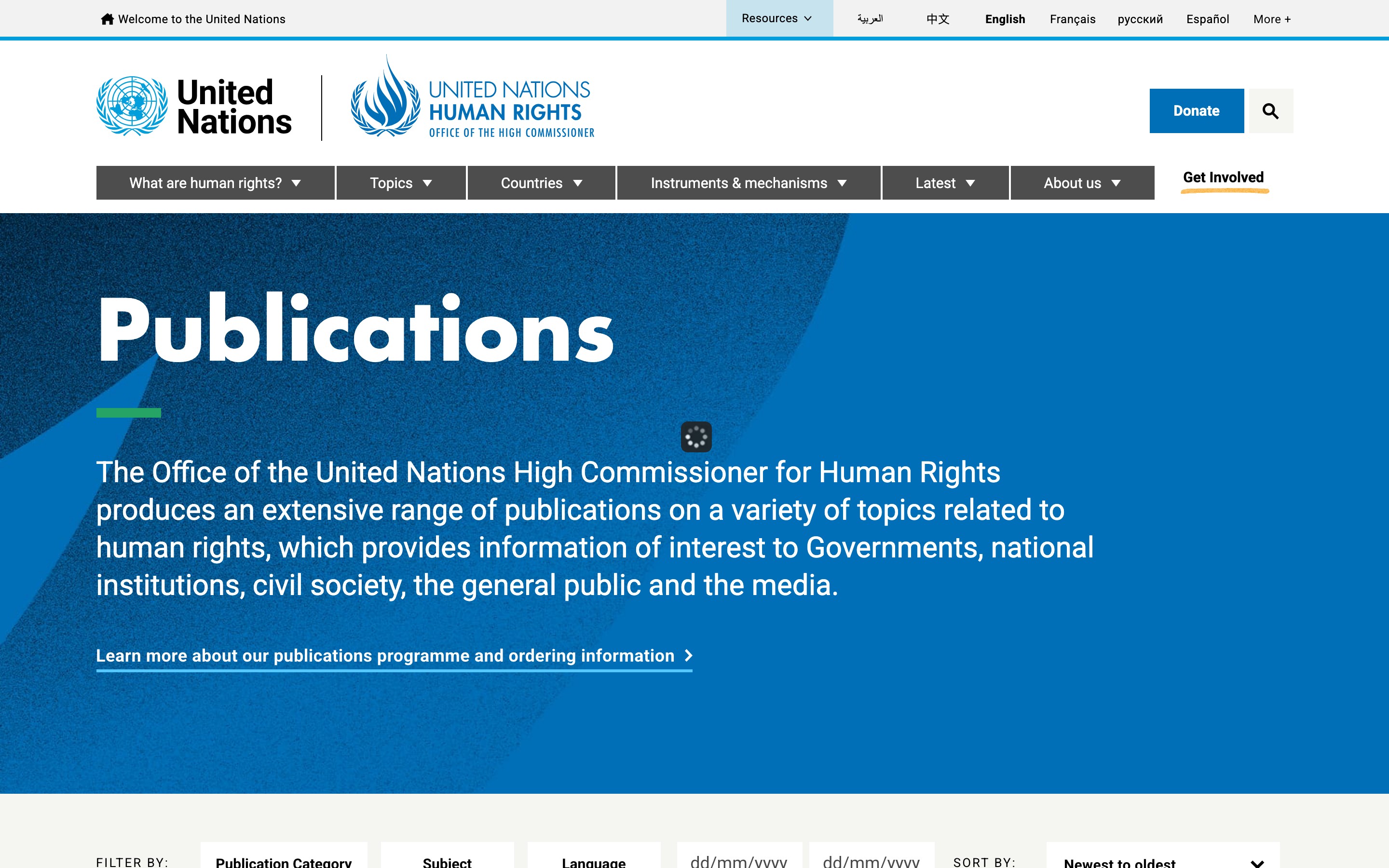 OHCHR publications library page
