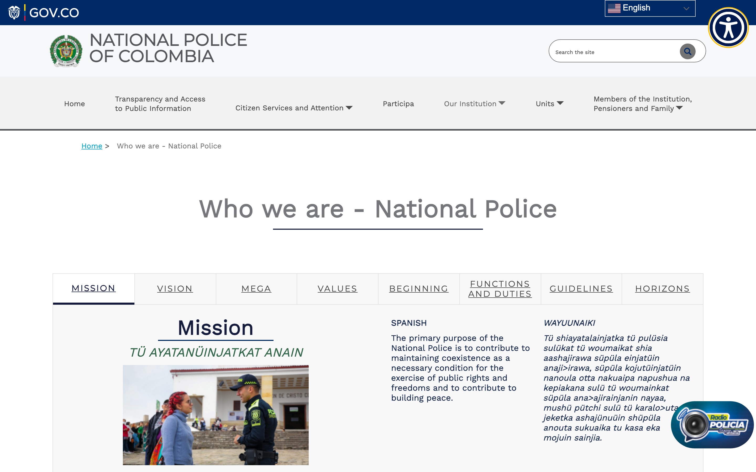 Policía Nacional safety campaign content