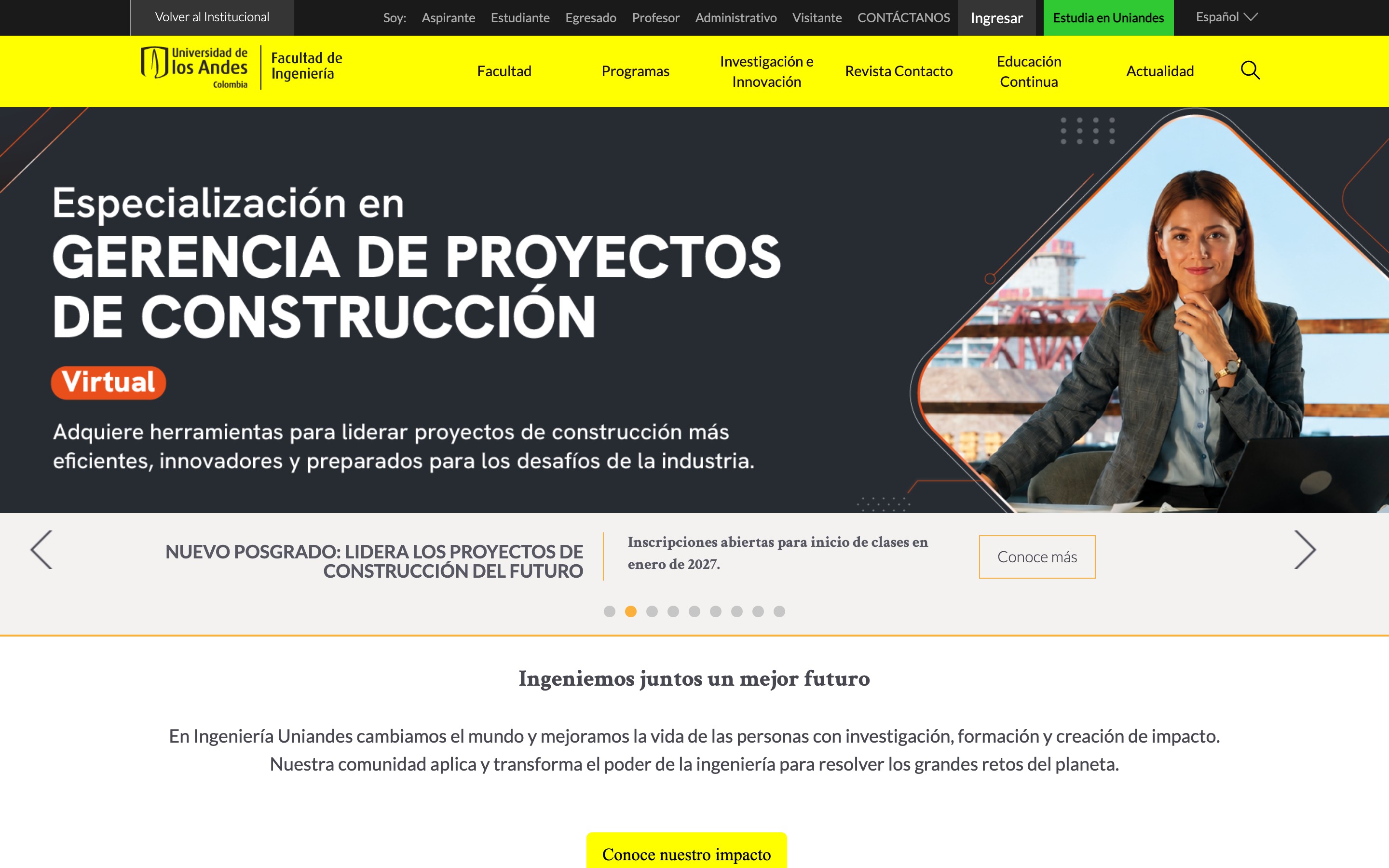 Universidad de los Andes engineering faculty homepage