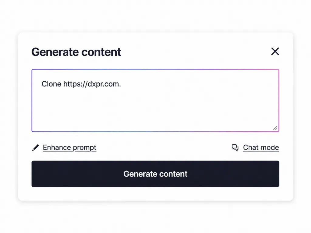 Creating a new page with DXPR AI page clone feature