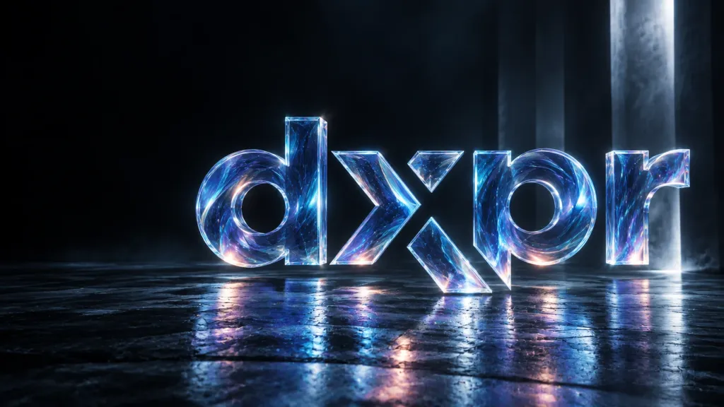 Marchio DXPR scolpito in vetro ottico